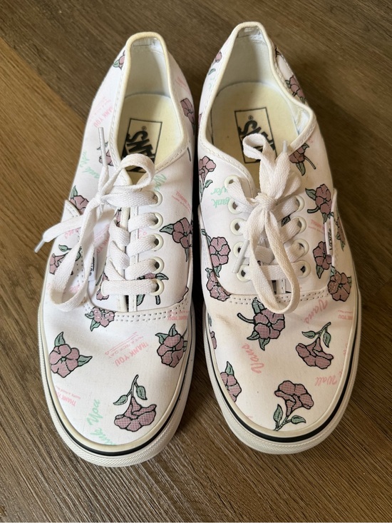 Vans Shoes - Vans Pink Floral Canvas Lace-Up Sneakers - White Base
